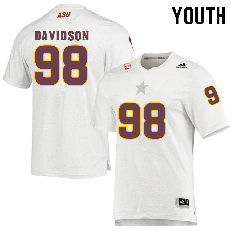 Youth #98 D.J. DavidsonArizona State Sun Devils College Football Jerseys Sale-White - Click Image to Close